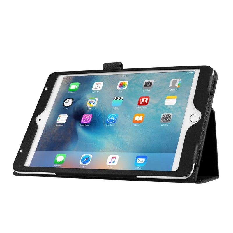 Leren Hoesje voor iPad Mini 4 Zwart Lychee Kunstleer