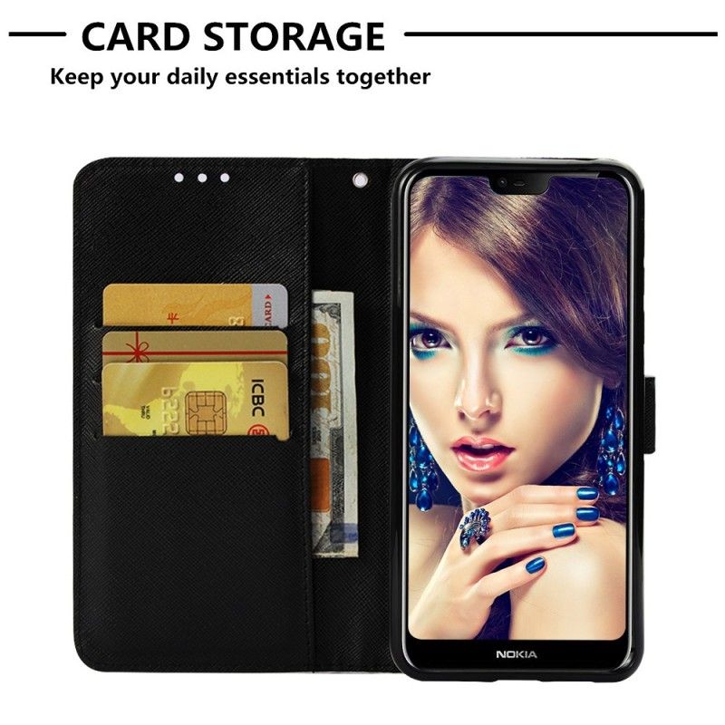Bescherming Hoesje Nokia 7.1 Telefoonhoesje Blauwe Bloemen