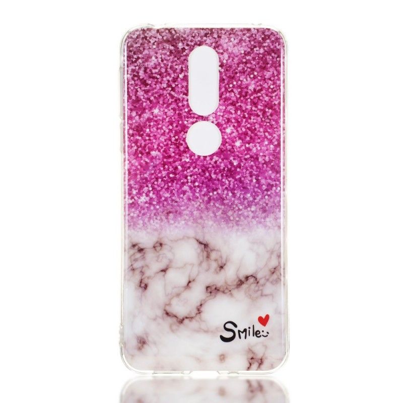 Case Hoesje Nokia 7.1 Telefoonhoesje Marmeren Glitter En Glimlach