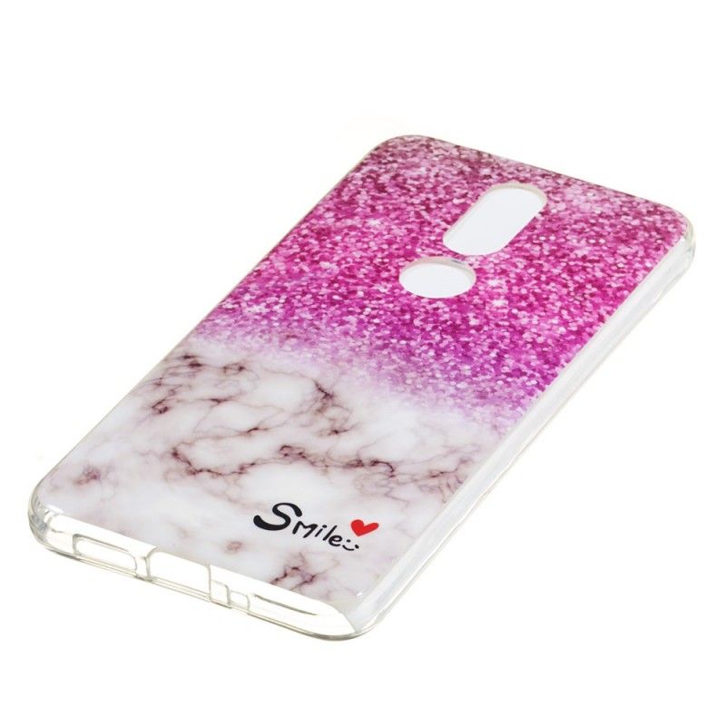 Case Hoesje Nokia 7.1 Telefoonhoesje Marmeren Glitter En Glimlach