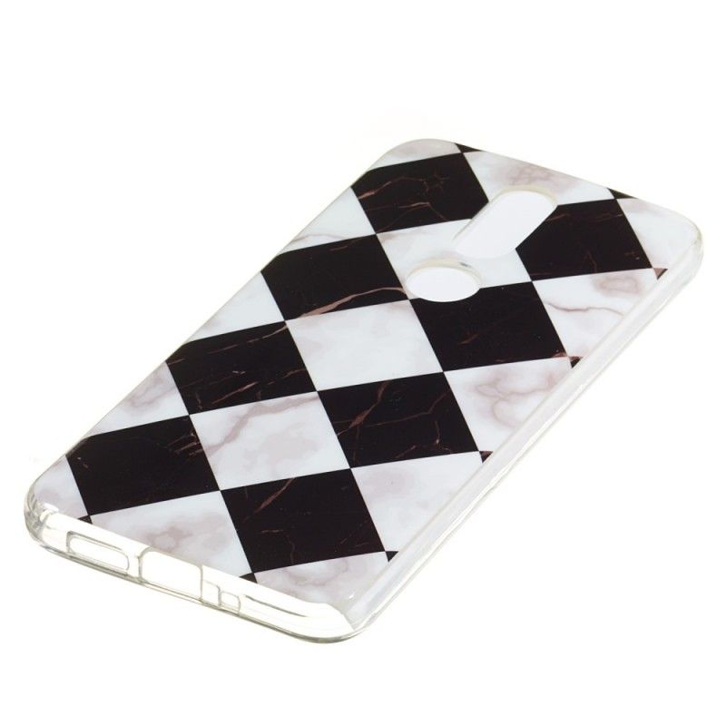 Cover Hoesje Nokia 7.1 Telefoonhoesje Zwarte En Witte Vierkanten