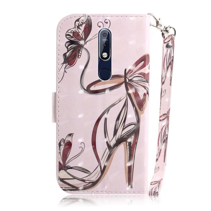 Flip Case Leren Nokia 7.1 Riempomp