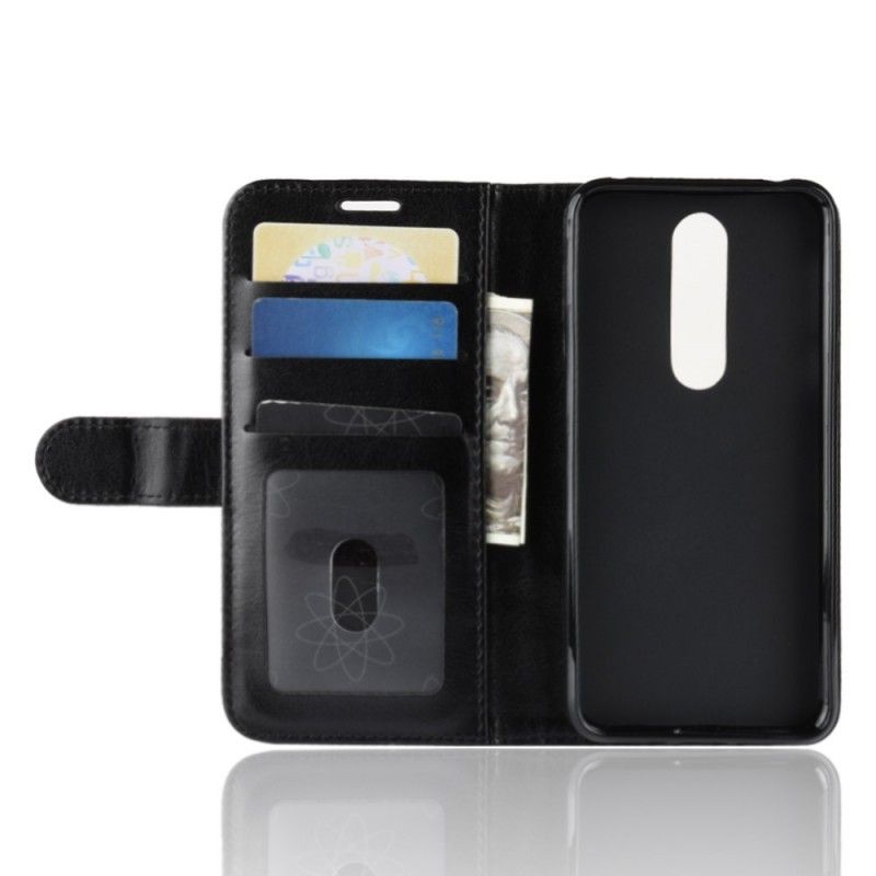 Flip Case Leren Nokia 7.1 Wit Zwart Ultra Kunstleer