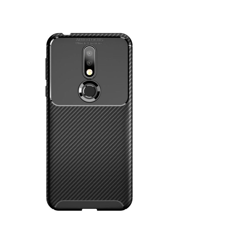 Hoesje Nokia 7.1 Donkerblauw Zwart Flexibele Koolstofvezeltextuur