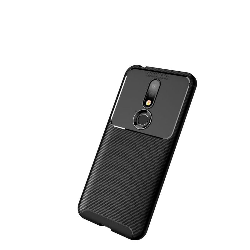 Hoesje Nokia 7.1 Donkerblauw Zwart Flexibele Koolstofvezeltextuur