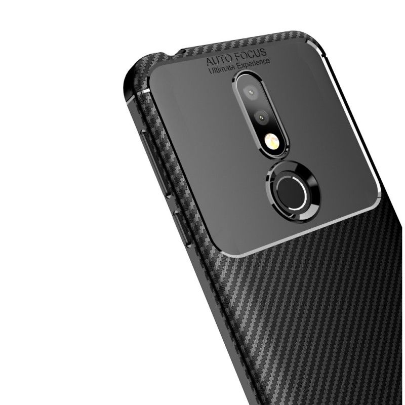 Hoesje Nokia 7.1 Donkerblauw Zwart Flexibele Koolstofvezeltextuur