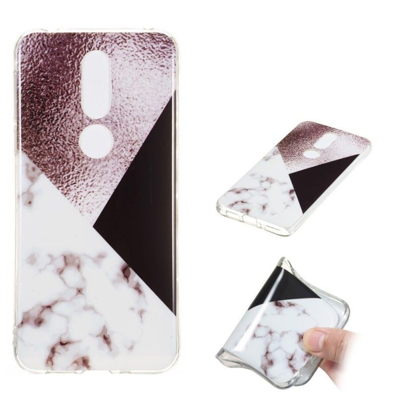 Hoesje voor Nokia 7.1 Paars Geometrie Marmereffect