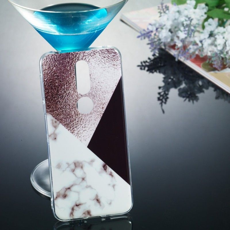 Hoesje voor Nokia 7.1 Paars Geometrie Marmereffect