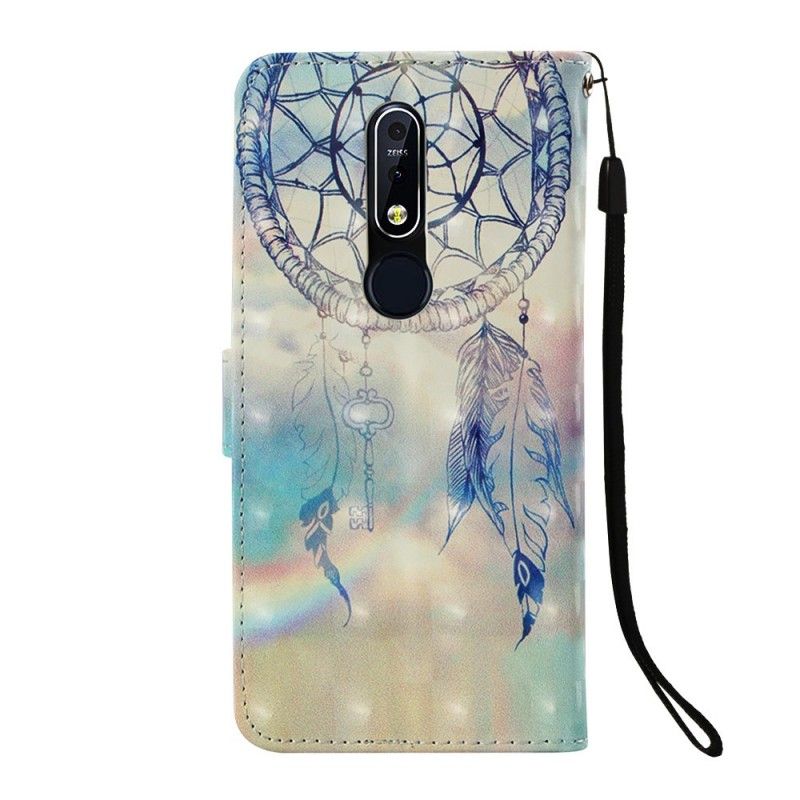 Leren Hoesje Nokia 7.1 Lichtblauw Aquarel Dromenvanger