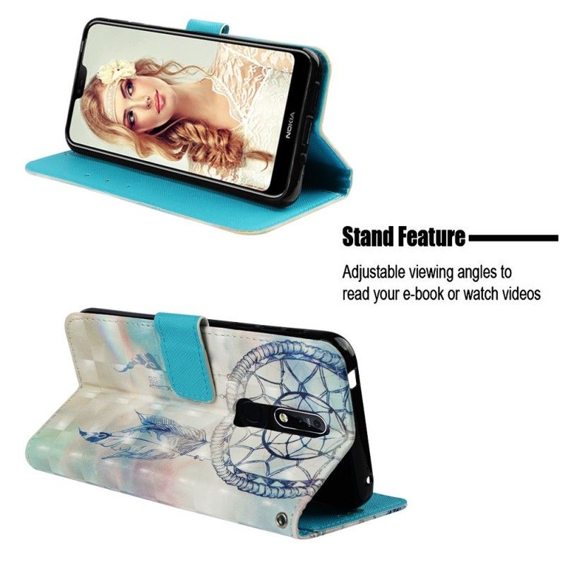 Leren Hoesje Nokia 7.1 Lichtblauw Aquarel Dromenvanger