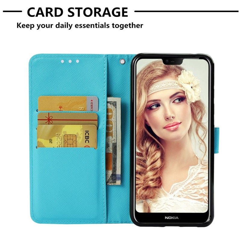 Leren Hoesje Nokia 7.1 Lichtblauw Aquarel Dromenvanger