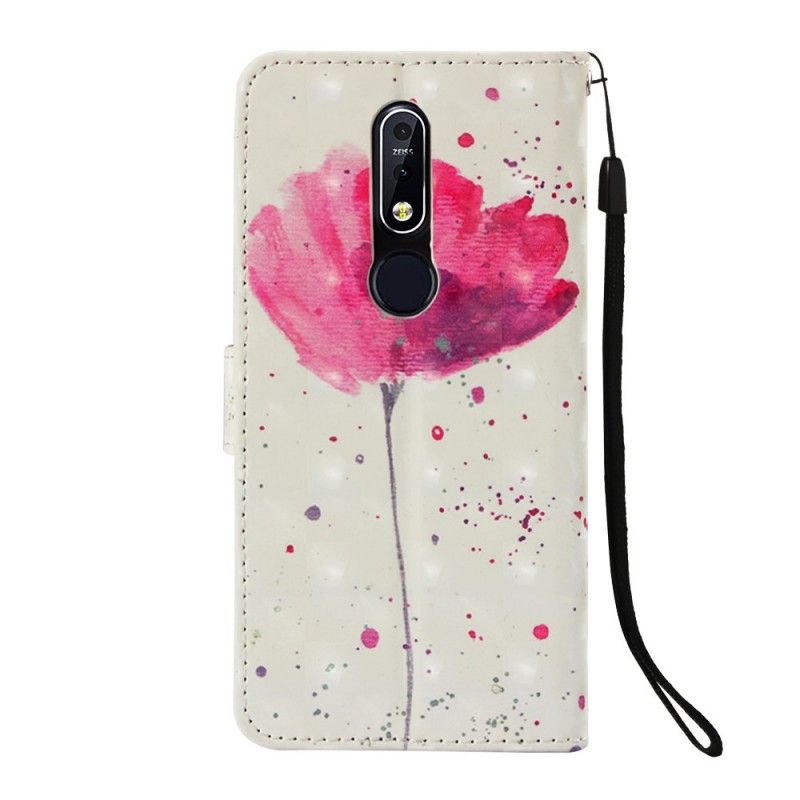 Leren Hoesje voor Nokia 7.1 Aquarel Klaproos
