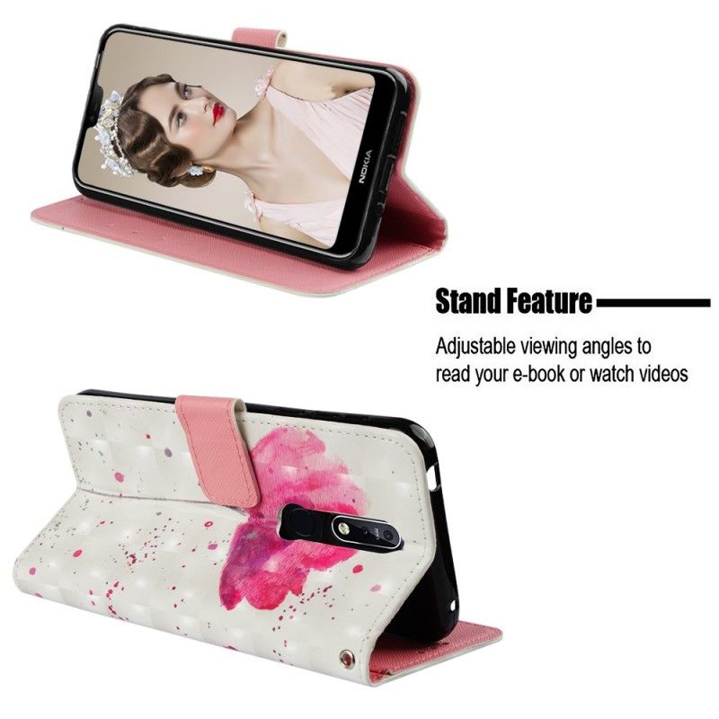 Leren Hoesje voor Nokia 7.1 Aquarel Klaproos