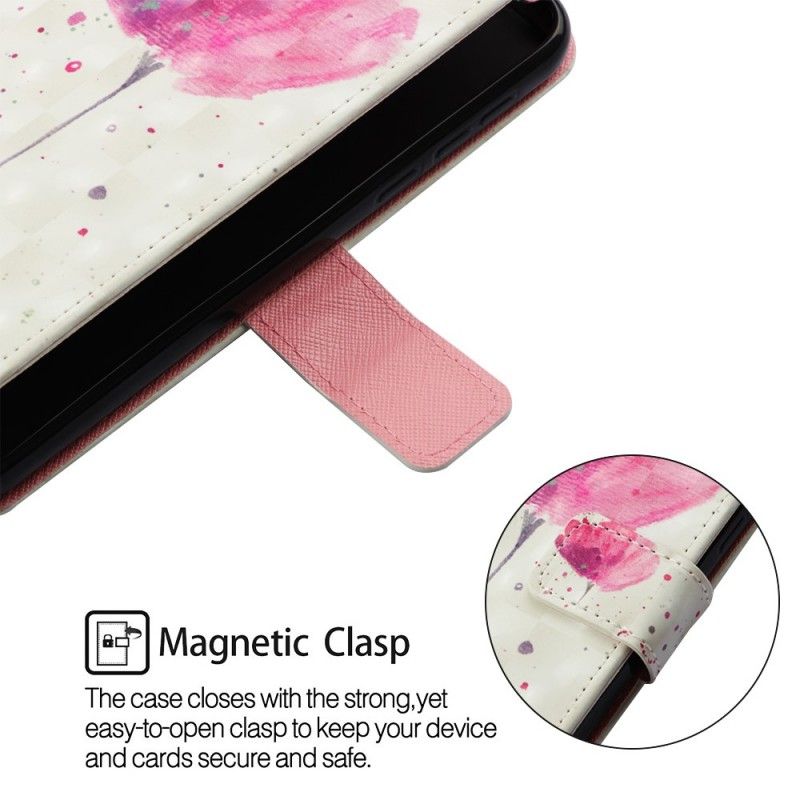 Leren Hoesje voor Nokia 7.1 Aquarel Klaproos
