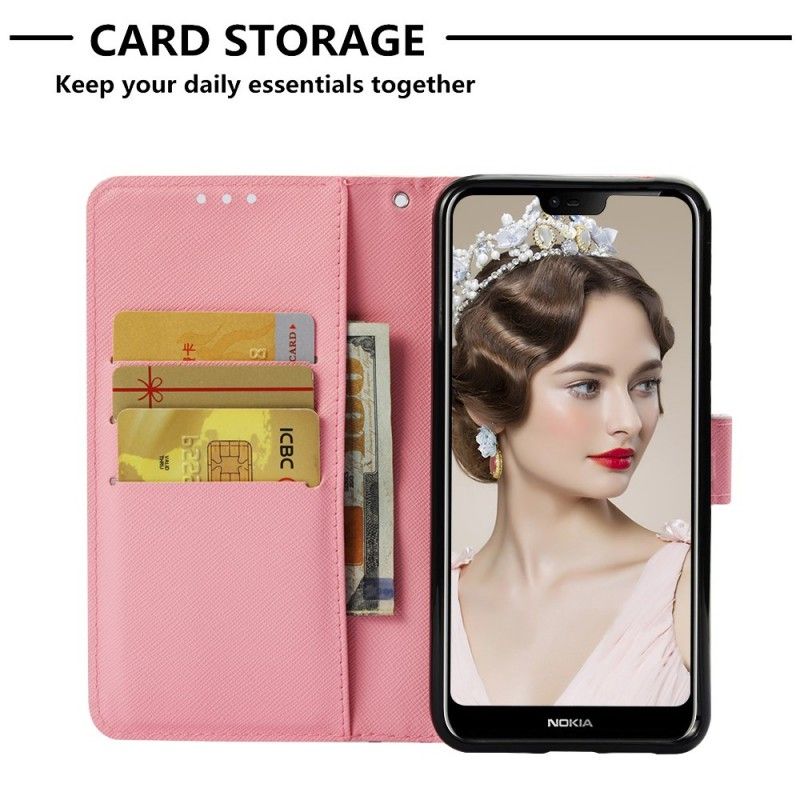 Leren Hoesje voor Nokia 7.1 Aquarel Klaproos