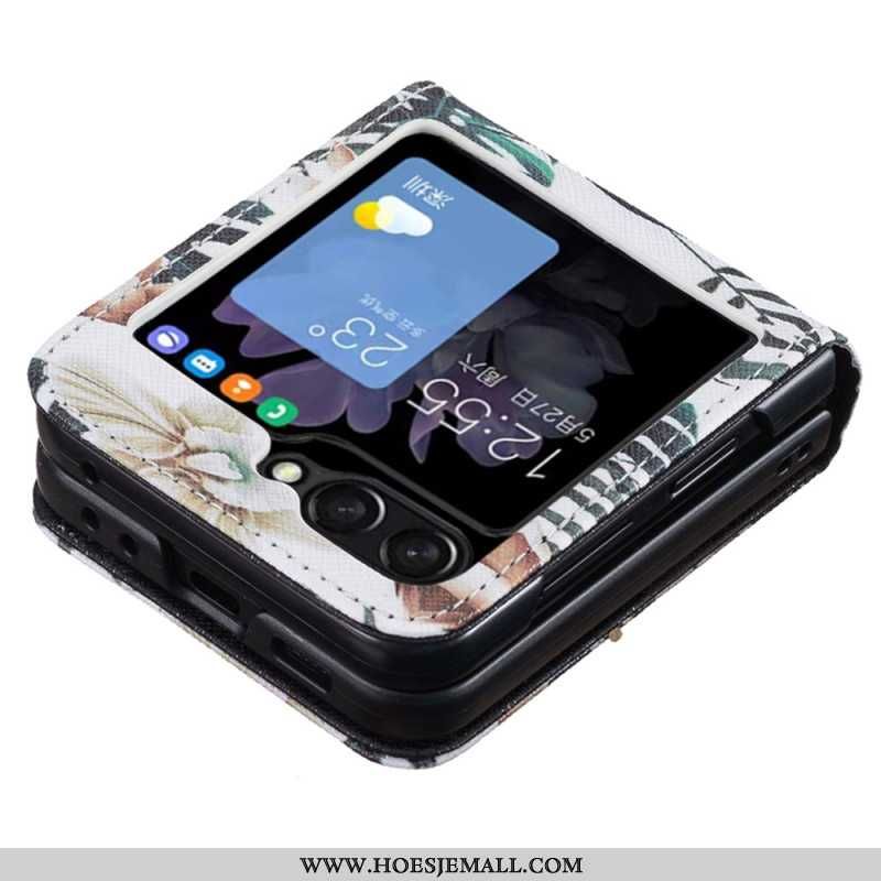 Hoesje Voor Samsung Galaxy Z Flip 6 Bladeren En Bloemen