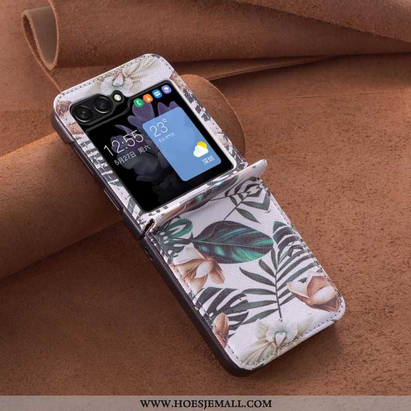Hoesje Voor Samsung Galaxy Z Flip 6 Bladeren En Bloemen