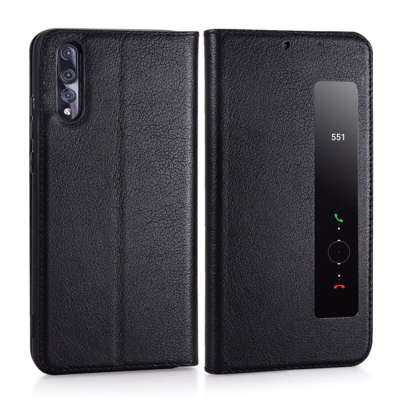 Bekijk Omslag Huawei Mate 20 Pro Koffie Zwart Echt Leer