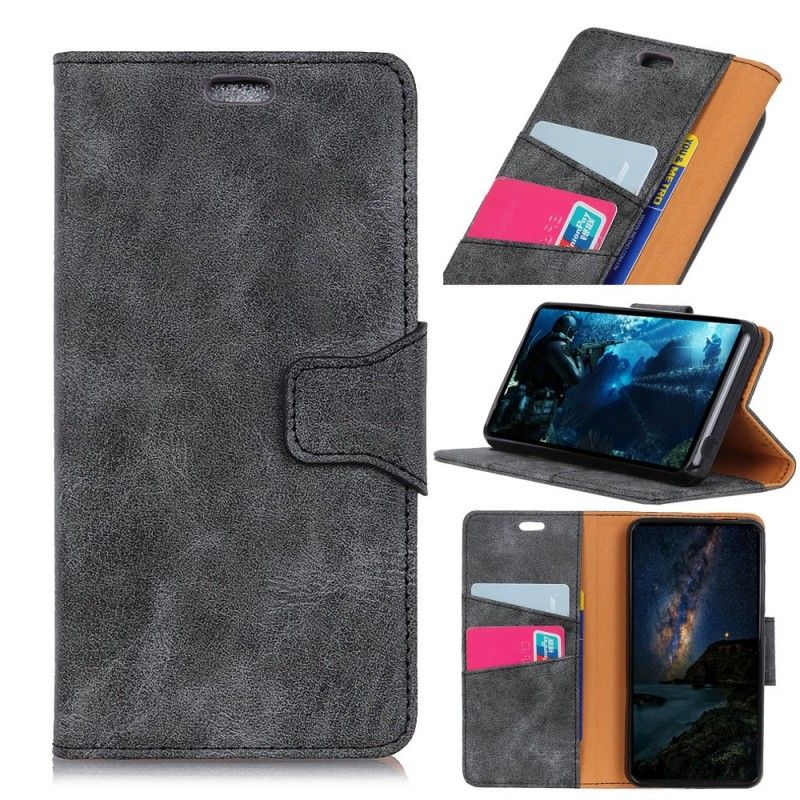 Cover Folio-hoesje Huawei Mate 20 Pro Donkerrood Telefoonhoesje Retro Faux Lederen Flap