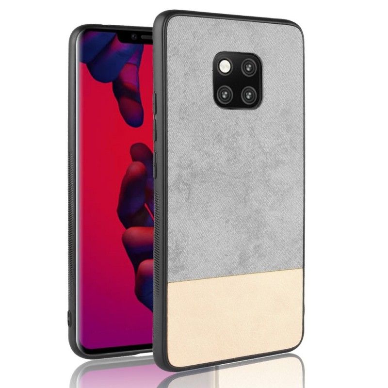 Cover Hoesje Huawei Mate 20 Pro Grijs Zwart Telefoonhoesje Tweekleurig Kunstleer