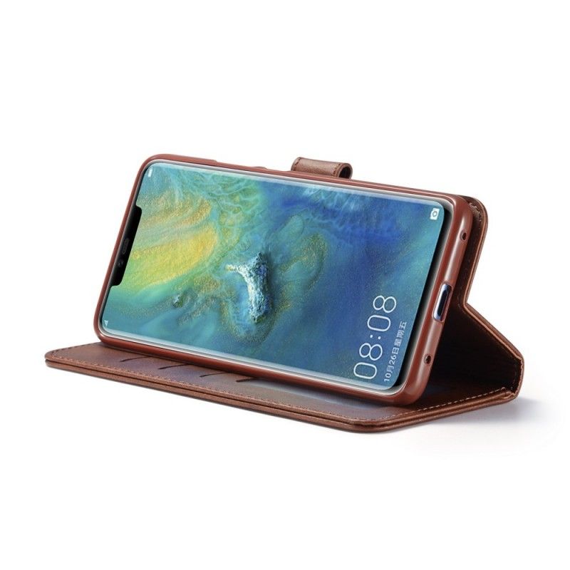 Flip Case Leren Huawei Mate 20 Pro Grijs Zwart Lc.Imeeke Leereffect