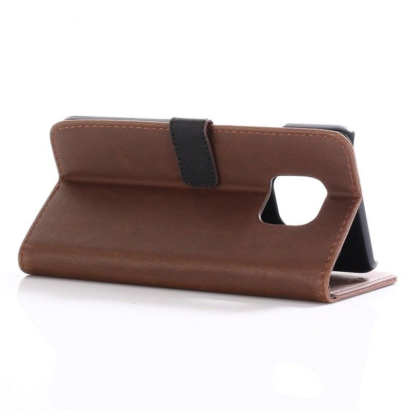 Flip Case Leren Huawei Mate 20 Pro Grijs Zwart Retro Leereffect