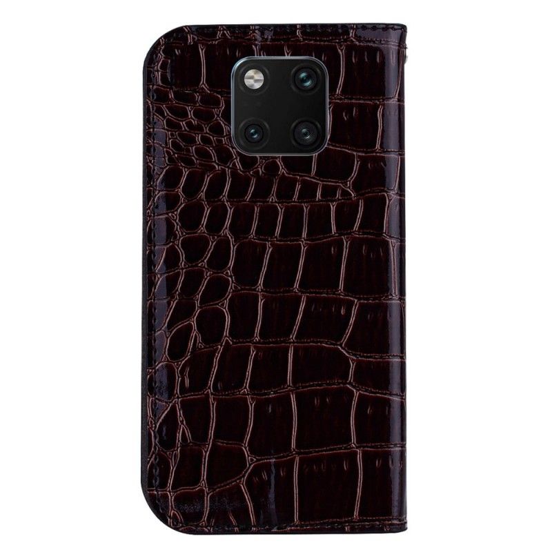 Folio-hoesje Huawei Mate 20 Pro Rood Zwart Telefoonhoesje Krokodillenleer-Effect En Pailletten