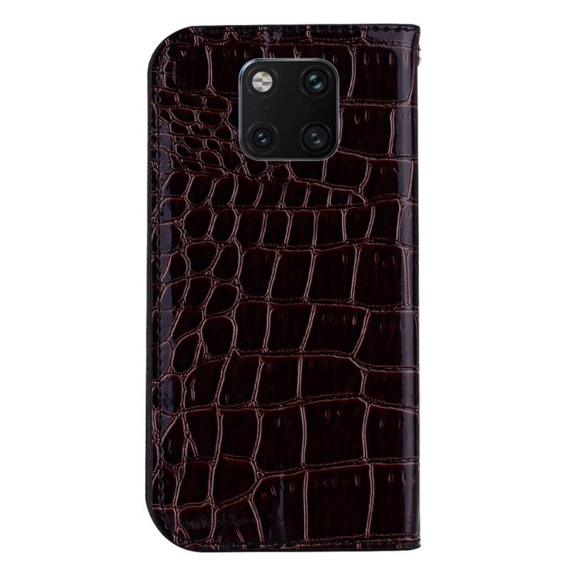 Folio-hoesje Huawei Mate 20 Pro Rood Zwart Telefoonhoesje Krokodillenleer-Effect En Pailletten