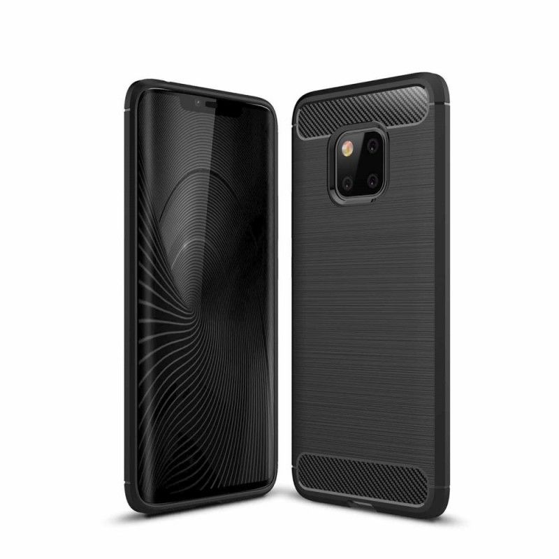 Hoesje voor Huawei Mate 20 Pro Grijs Zwart Geborsteld Koolstofvezel