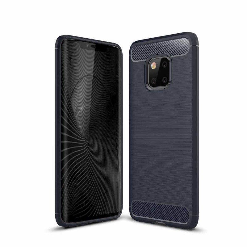 Hoesje voor Huawei Mate 20 Pro Grijs Zwart Geborsteld Koolstofvezel