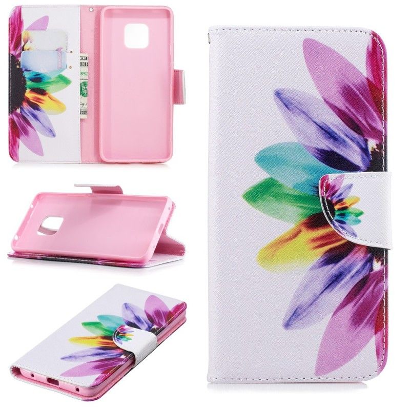 Leren Hoesje Huawei Mate 20 Pro Aquarelbloem