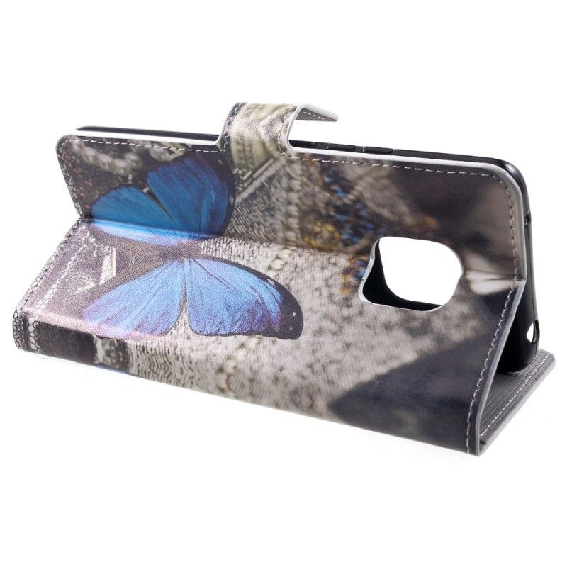 Leren Hoesje Huawei Mate 20 Pro Blauwe Vlinder