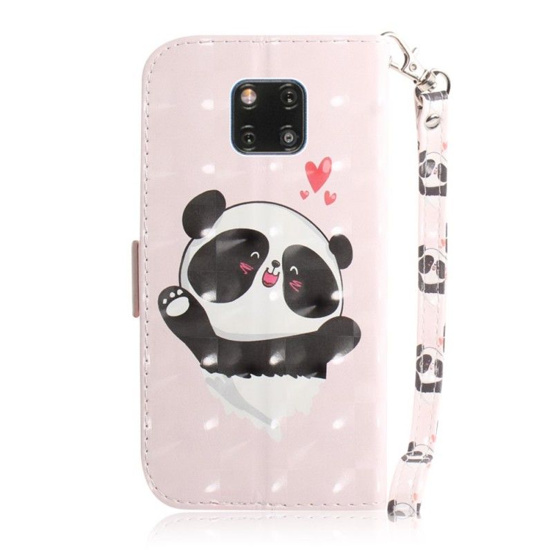Leren Hoesje Huawei Mate 20 Pro Panda Love Met String