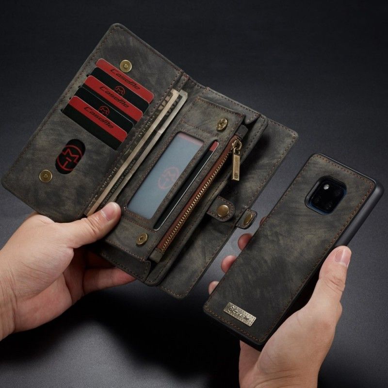 Leren Hoesje Huawei Mate 20 Pro Rood Grijs Telefoonhoesje Afneembare Behuizing