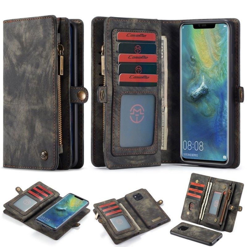 Leren Hoesje Huawei Mate 20 Pro Rood Grijs Telefoonhoesje Afneembare Behuizing
