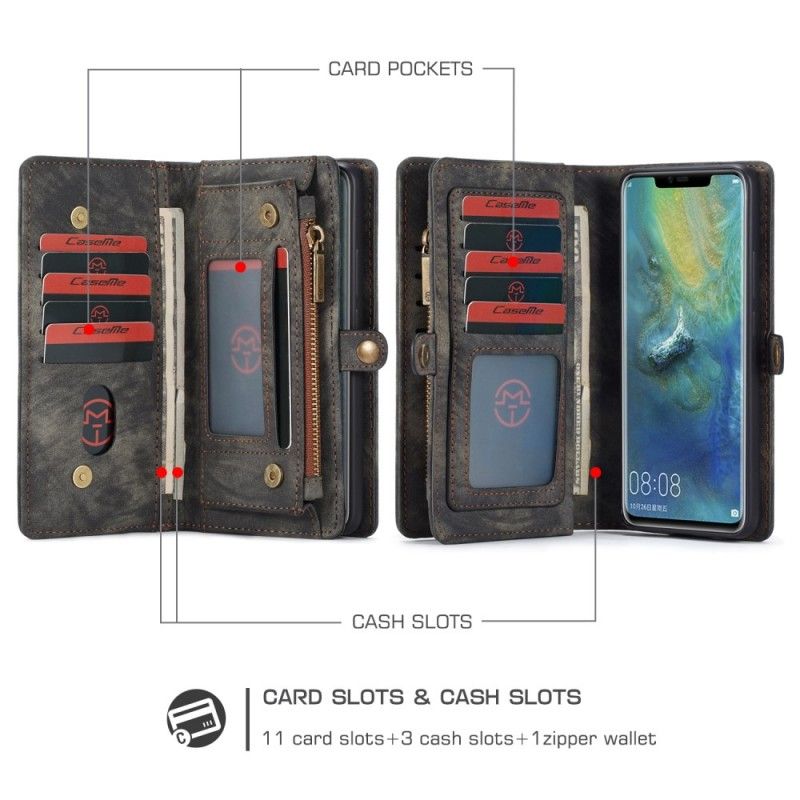 Leren Hoesje Huawei Mate 20 Pro Rood Grijs Telefoonhoesje Afneembare Behuizing