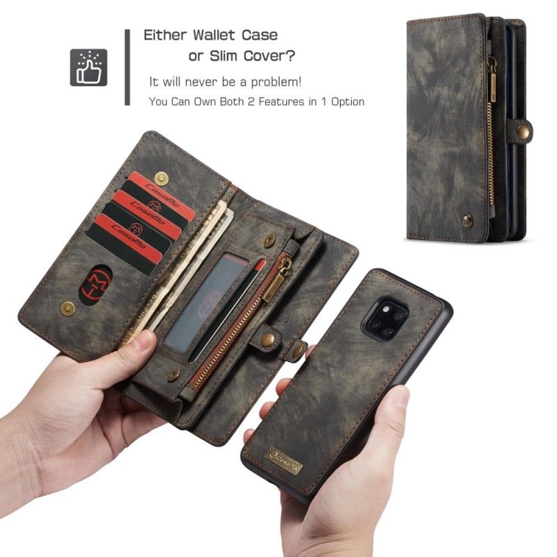 Leren Hoesje Huawei Mate 20 Pro Rood Grijs Telefoonhoesje Afneembare Behuizing