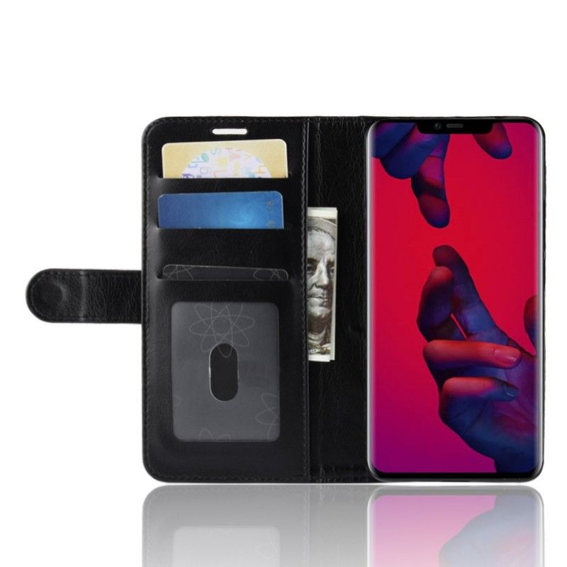 Leren Hoesje voor Huawei Mate 20 Pro Wit Zwart Ultra Kunstleer