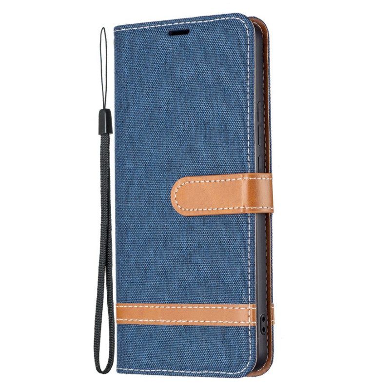 Folio-hoesje voor Xiaomi Redmi Note 11 Pro Plus 5G Met Ketting Band Van Stof En Leereffect