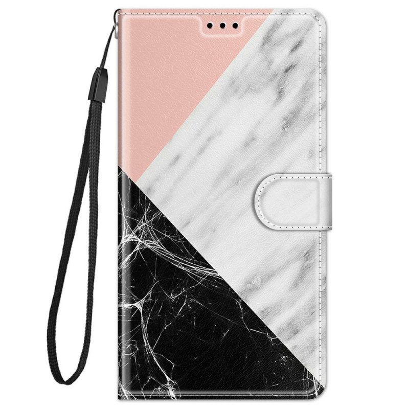 Folio-hoesje voor Xiaomi Redmi Note 11 Pro Plus 5G Met Ketting Marmeren Elegantie Met Bandjes