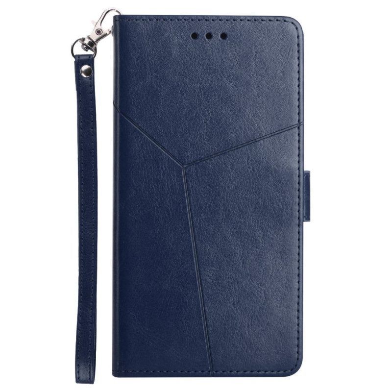 Folio-hoesje voor Xiaomi Redmi Note 11 Pro Plus 5G Met Ketting Strappy Geometrische Lederen Stijl