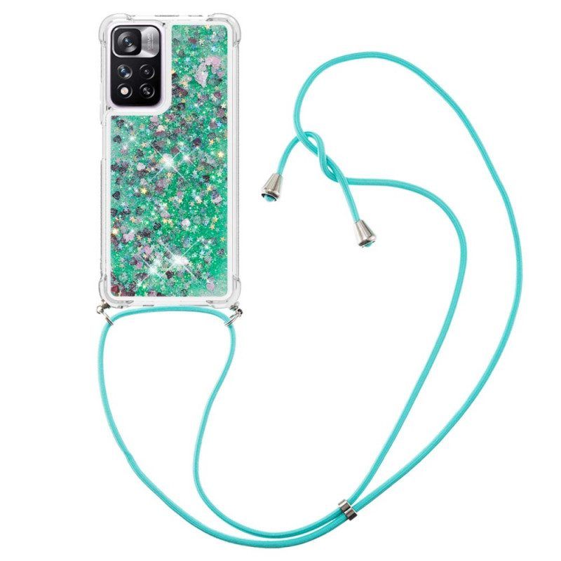 Hoesje voor Xiaomi Redmi Note 11 Pro Plus 5G Met Koord Ontwerp Met Pailletten Met Trekkoord