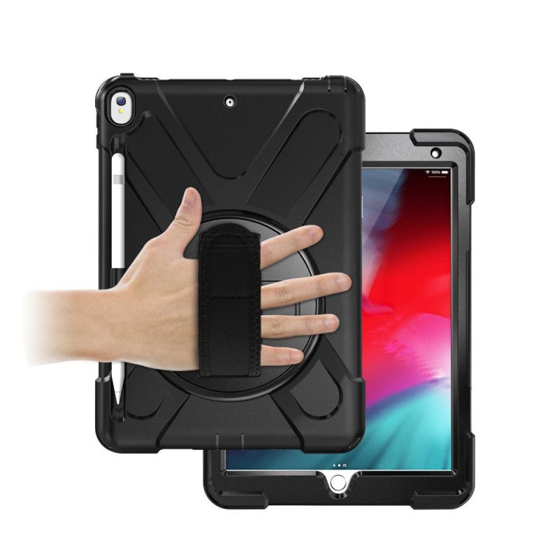 Hoesje voor iPad Pro 10.5" Rood Zwart Riem En Schouderriem