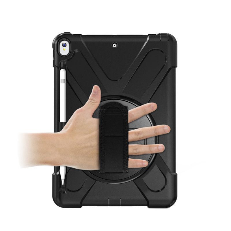 Hoesje voor iPad Pro 10.5" Rood Zwart Riem En Schouderriem