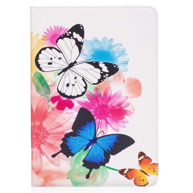 Leren Hoesje iPad Pro 10.5" Geschilderde Vlinders En Bloemen