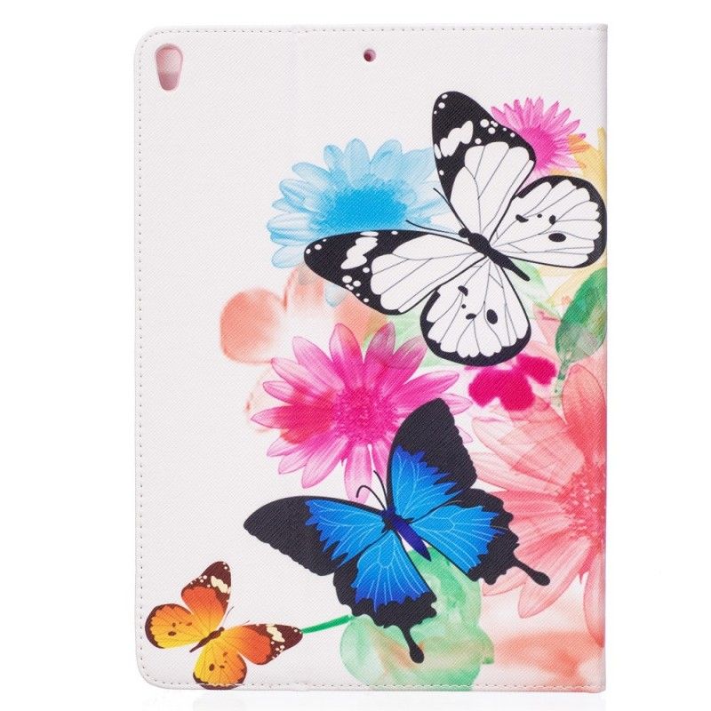 Leren Hoesje iPad Pro 10.5" Geschilderde Vlinders En Bloemen