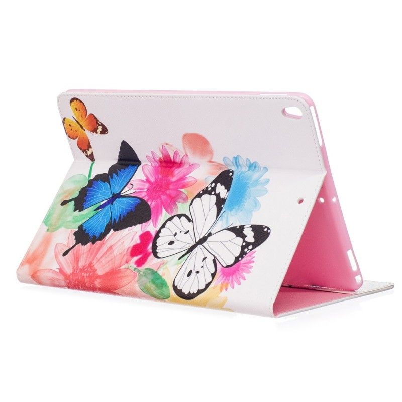 Leren Hoesje iPad Pro 10.5" Geschilderde Vlinders En Bloemen