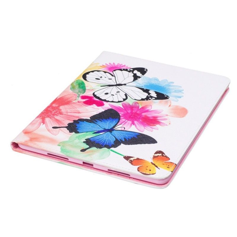 Leren Hoesje iPad Pro 10.5" Geschilderde Vlinders En Bloemen