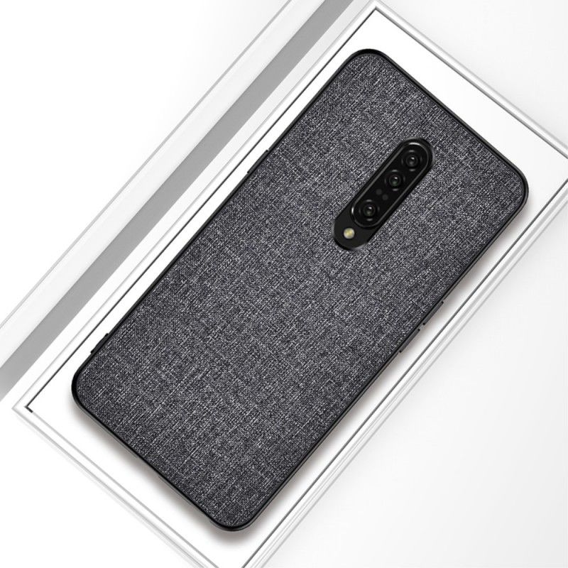 Case Hoesje OnePlus 7 Pro Grijs Zwart Telefoonhoesje Stof Textuur