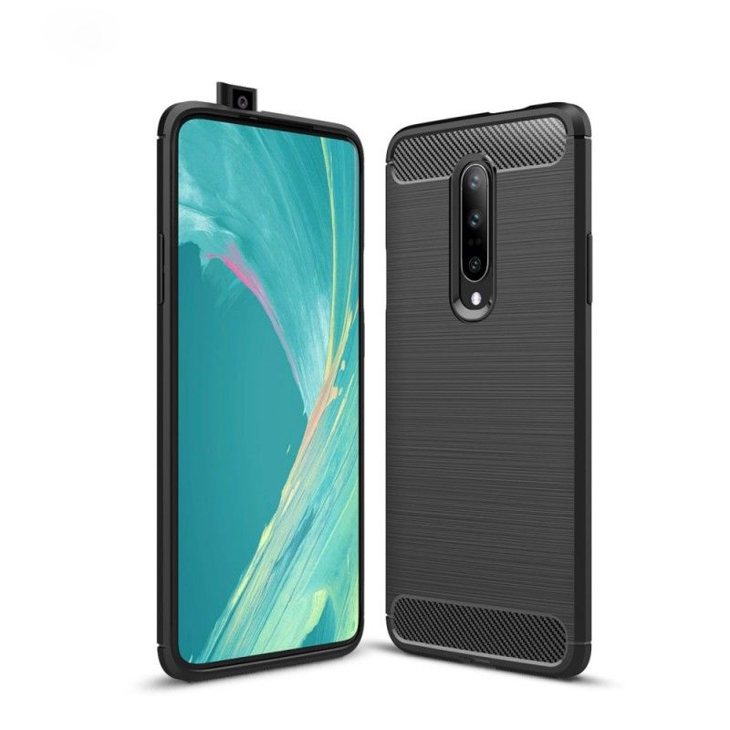 Case Hoesje OnePlus 7 Pro Rood Zwart Telefoonhoesje Geborsteld Koolstofvezel